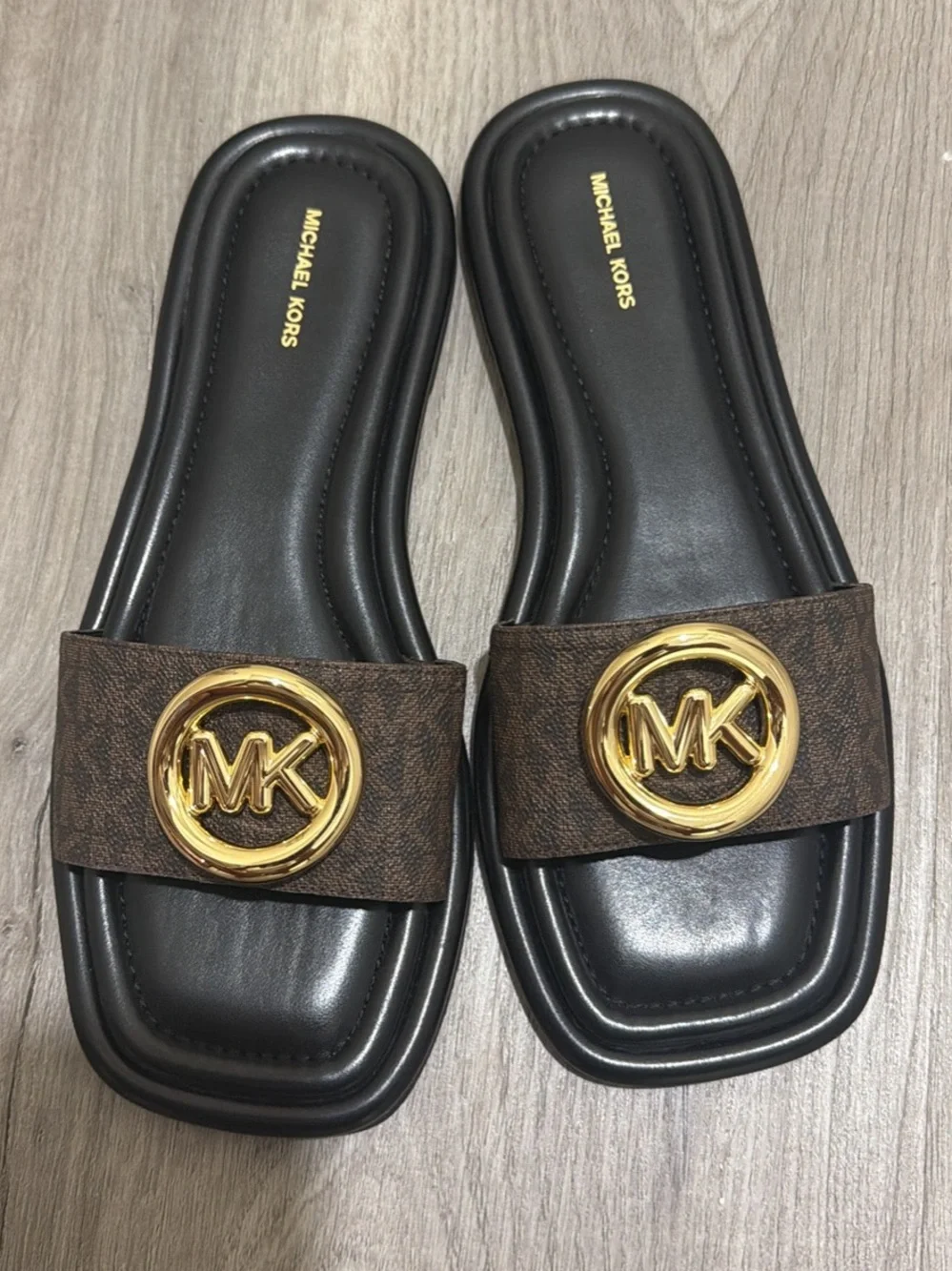 size 8’5michael kors sandals brown leather women’s